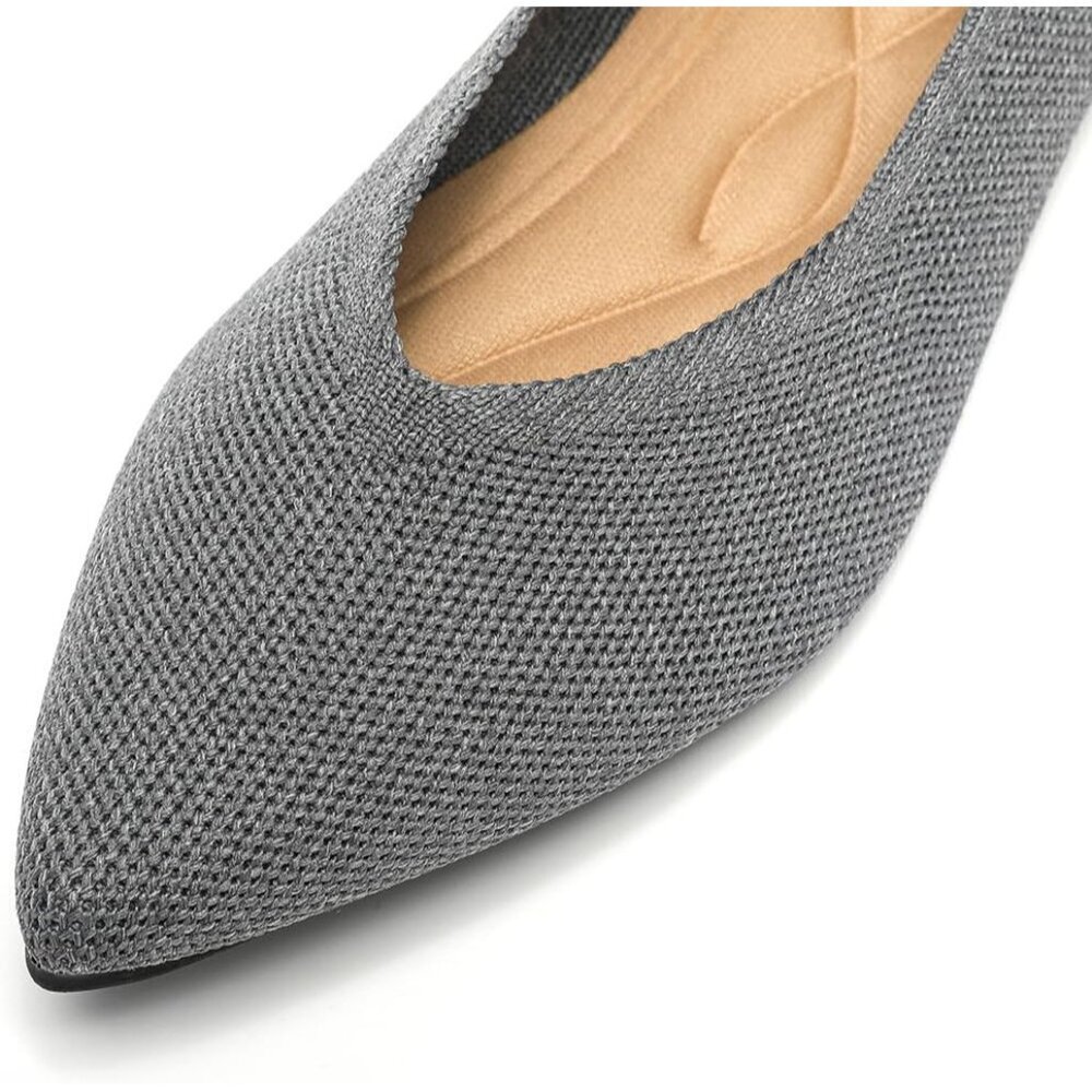 Women Pointed Toe Ballet Gray Flat Comfortable Casual Dressy Work Office Shoes - Picture 2 of 7